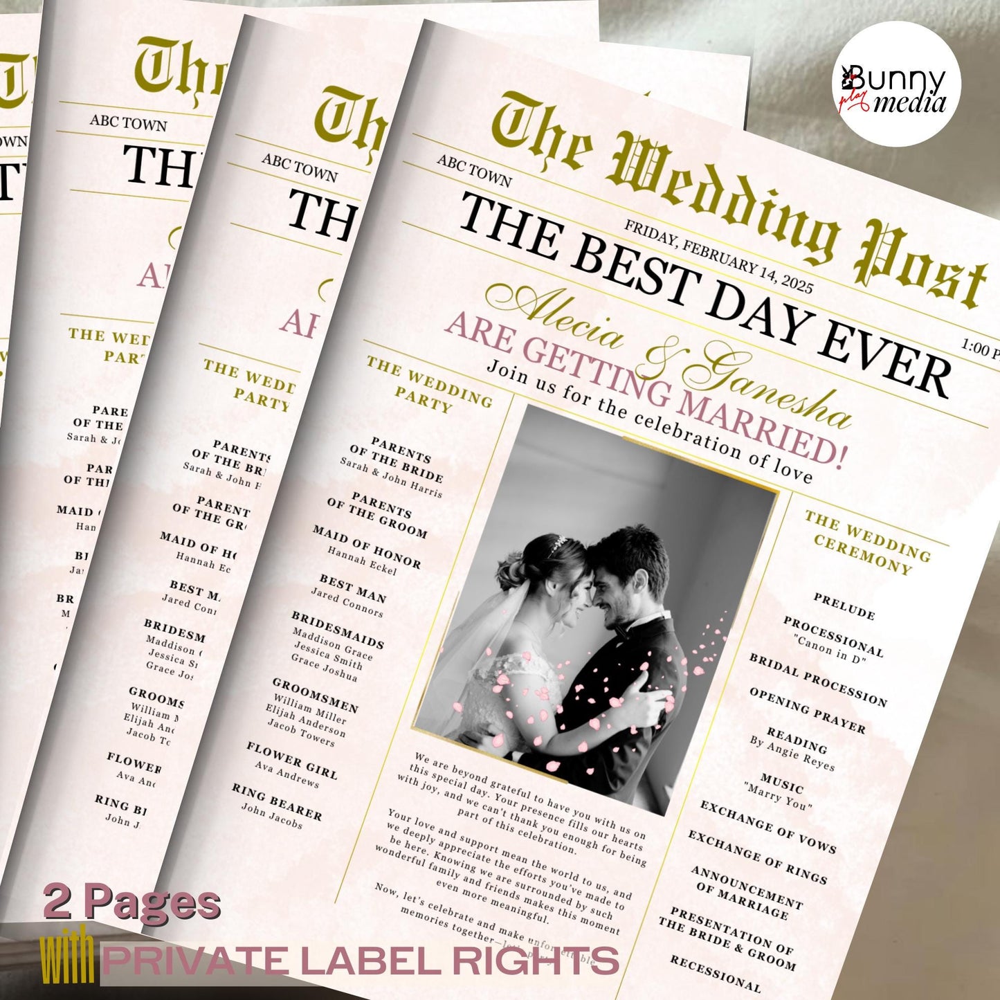 Magazine-Style Wedding Booklet | Editable Canva Templates All-in-one Wedding Bundle with PLR
