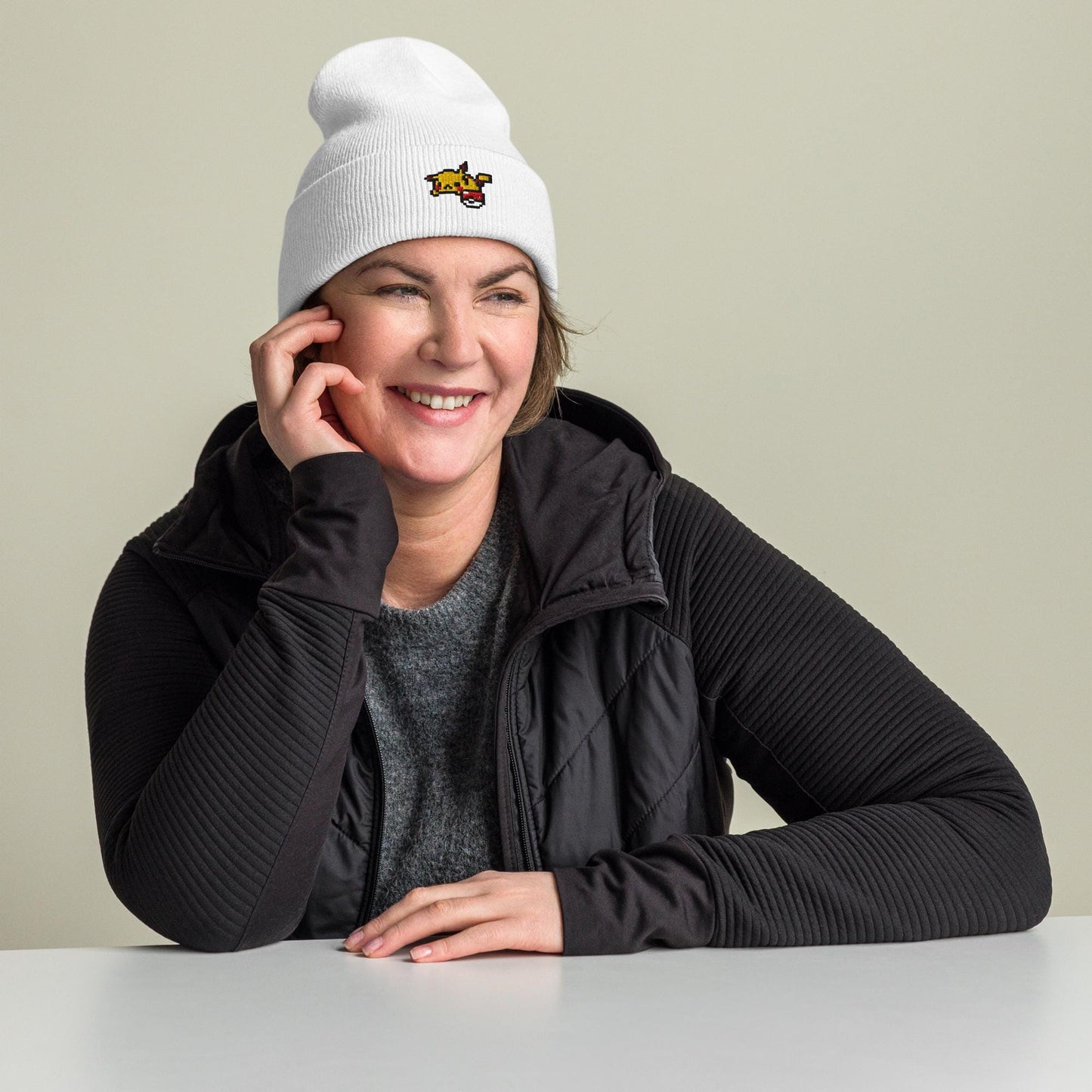 Embroidered Cuffed Beanie: Snug Turbo Acrylic Winter Hat