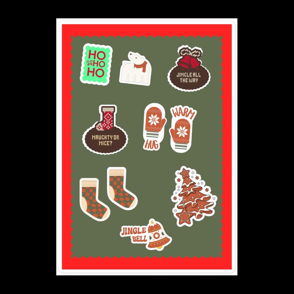 Christmas Knit Sticker Sheet (Holiday Stickers for Journals & Planners)