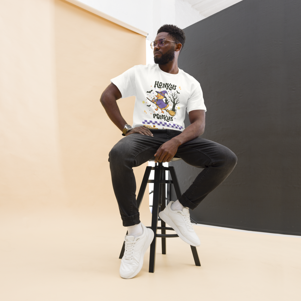 Honkus Ponkus Halloween T-Shirt – Witchy Goose Classic Unisex Tee | The Pumpkin Press Studio 2025 | Cozy Spookycore Shirt for Fall Lovers