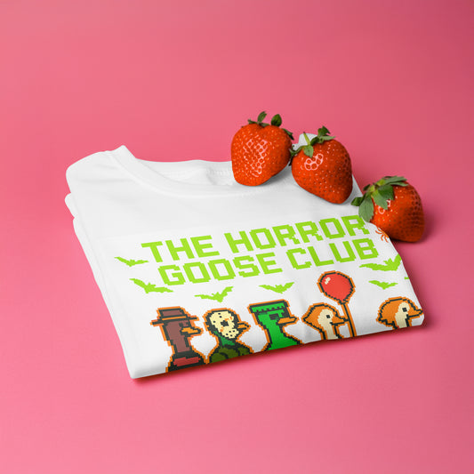 Retro Pixel Halloween Goose Tee – Unisex Cotton T-Shirt | Spooky Cute Gamer Style