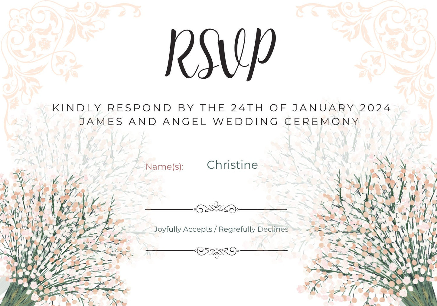 Royal Style Wedding Invitation Card, Wildflower Wedding Invitation Template, Printable Wedding Invitation, Digital Downloads [Customization]