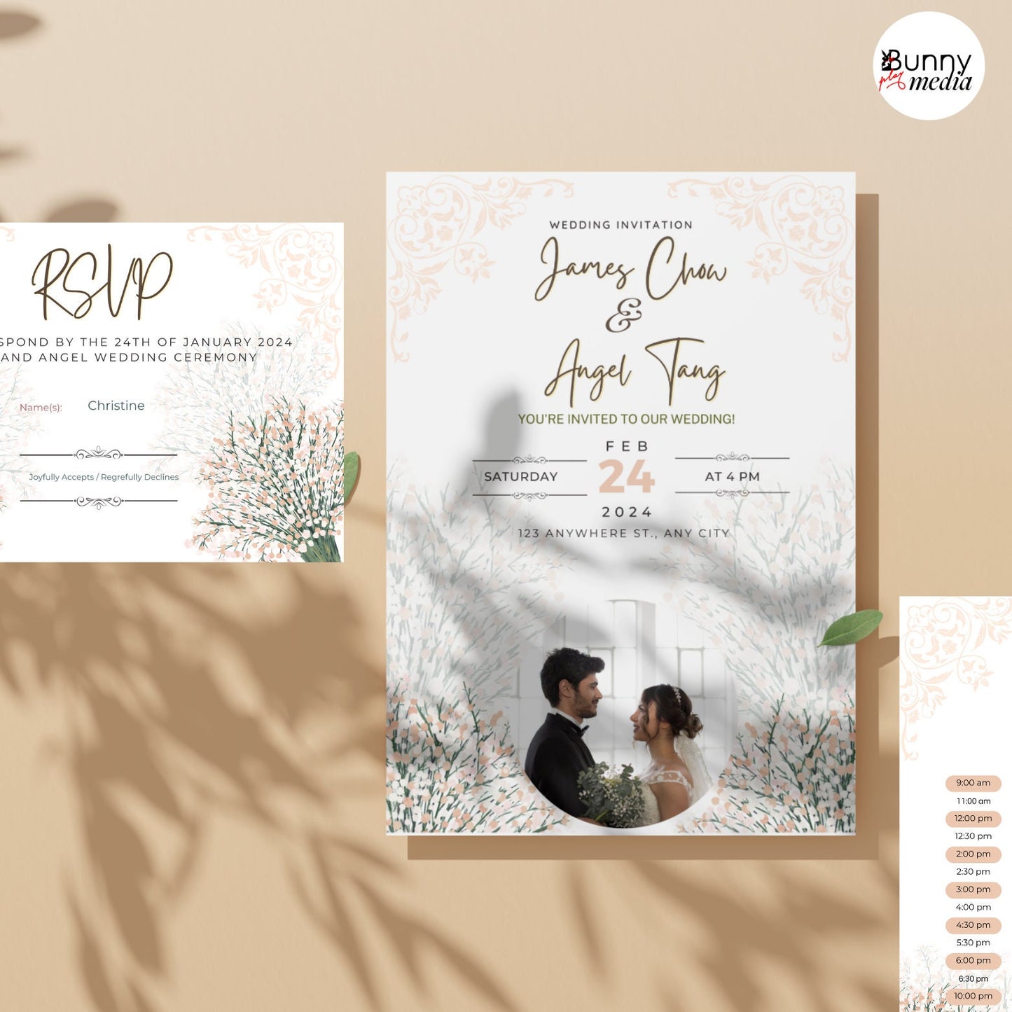 Royal Style Wedding Invitation Card, Wildflower Wedding Invitation Template, Printable Wedding Invitation, Digital Downloads [Customization]