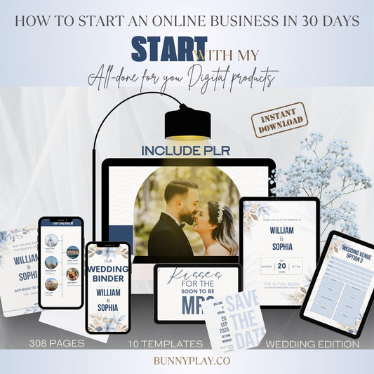 The Ultimate Wedding Bundle Kit: Canva Templates All-in-one Wedding Bundle with PLR | 300+ Pages Resell Rights | Planner Itinerary