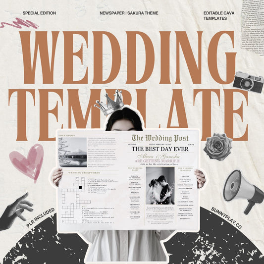 Magazine-Style Wedding Booklet | Editable Canva Templates All-in-one Wedding Bundle with PLR