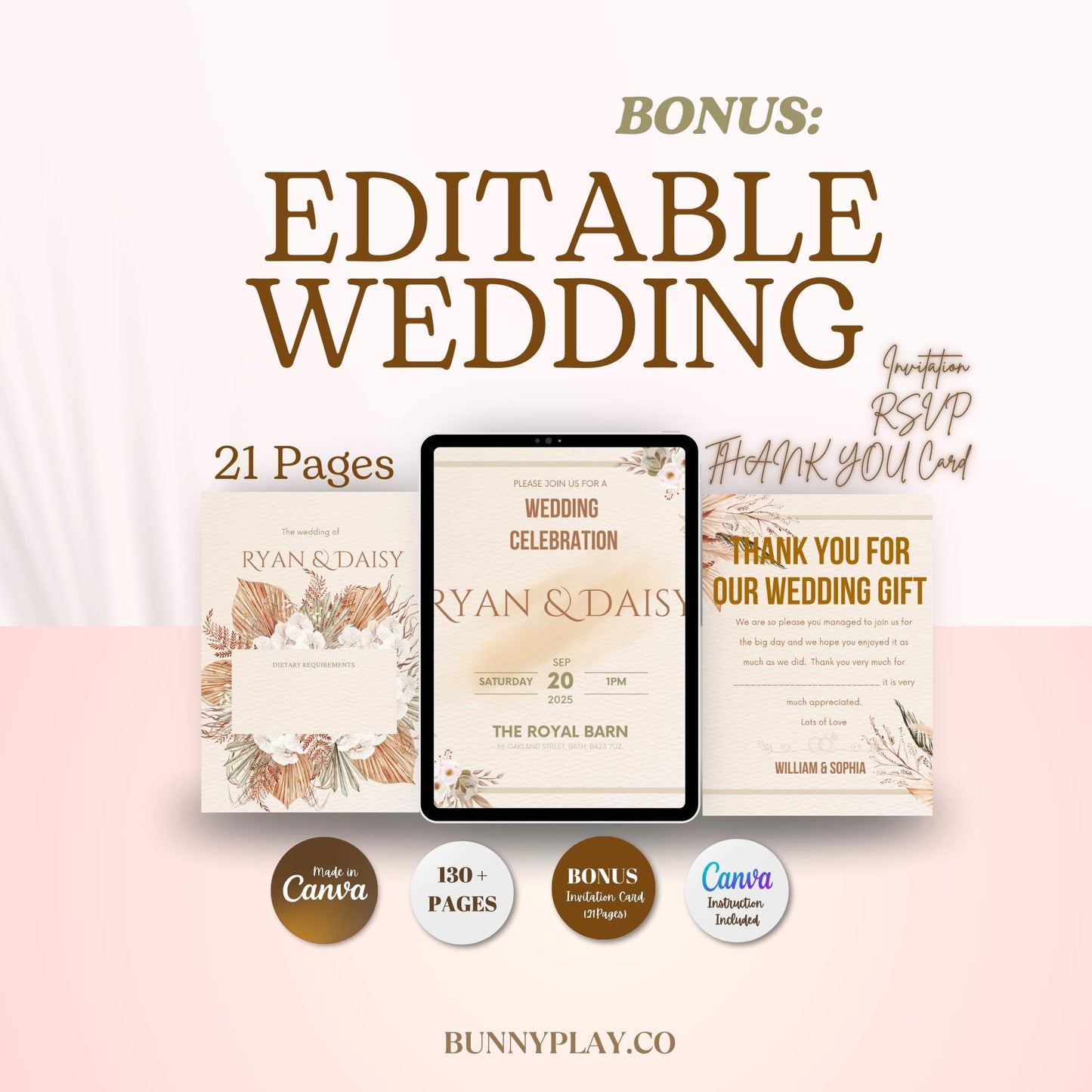 The Ultimate Wedding Planner: 310 Pages with Editable Canva Resell Rights | Commercial & Personal Use | PLR with 100% Profits