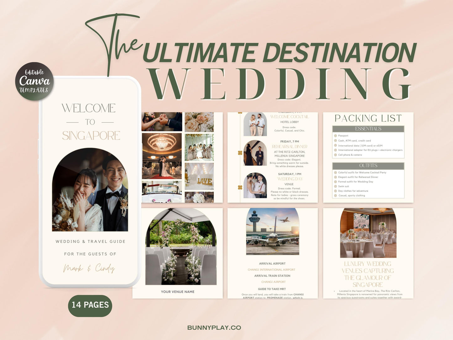 The Ultimate Destination Wedding Mobile Guide | Travel Wedding Itinerary Template | Resort & Out-of-Town Wedding Planner | Timeline PDF