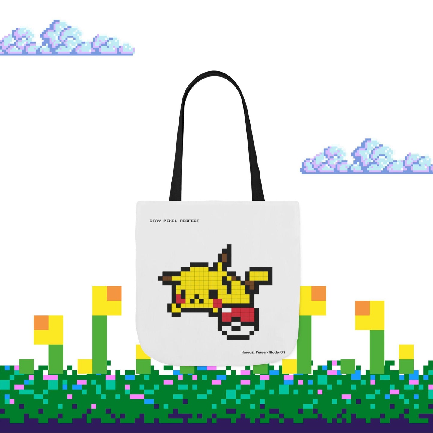 Pixel Art Picachu Canvas Tote Bag | Kawaii Anime Gamer Gift
