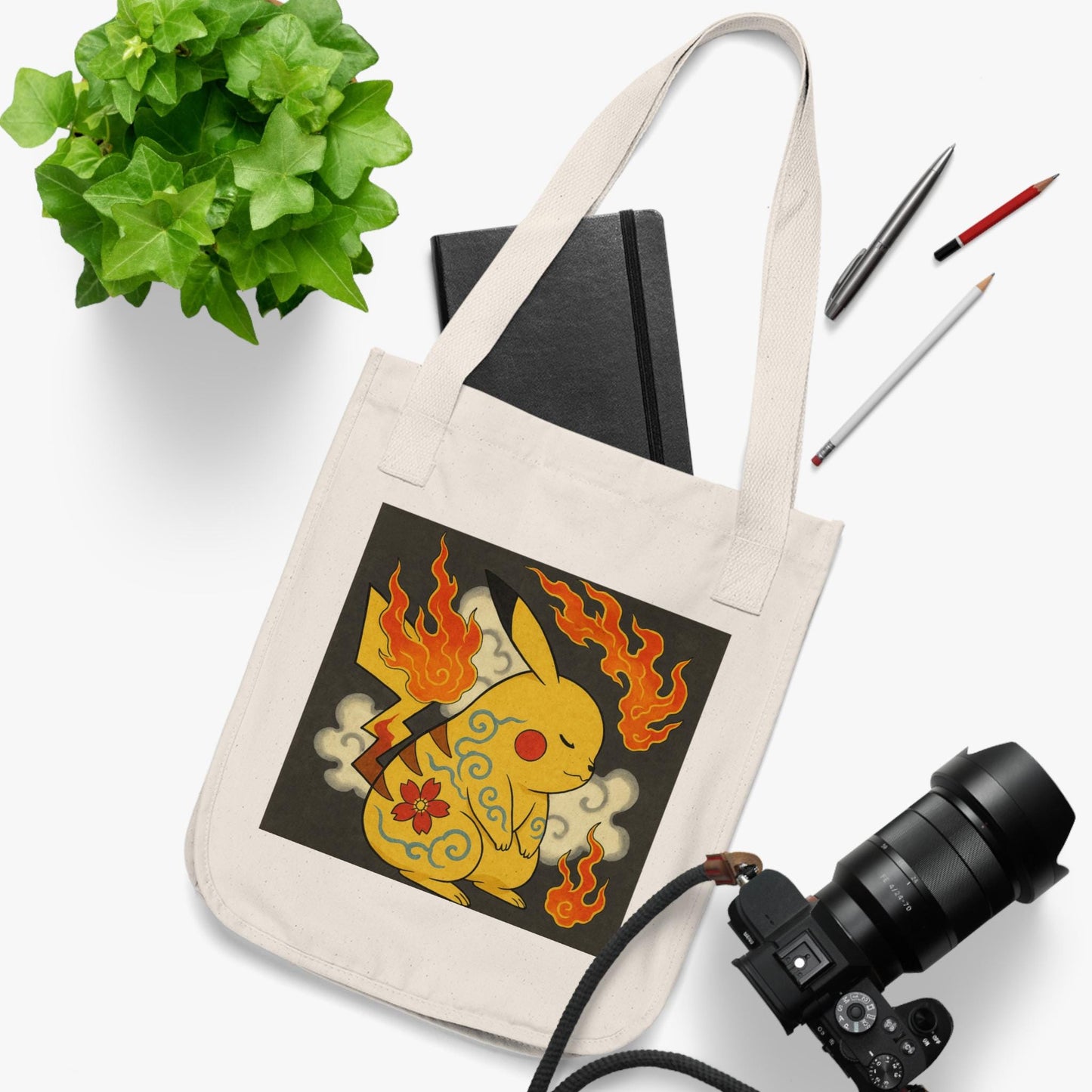 Anime Canvas Tote Bag: Japanese Art, Organic Cotton Shopping Bag