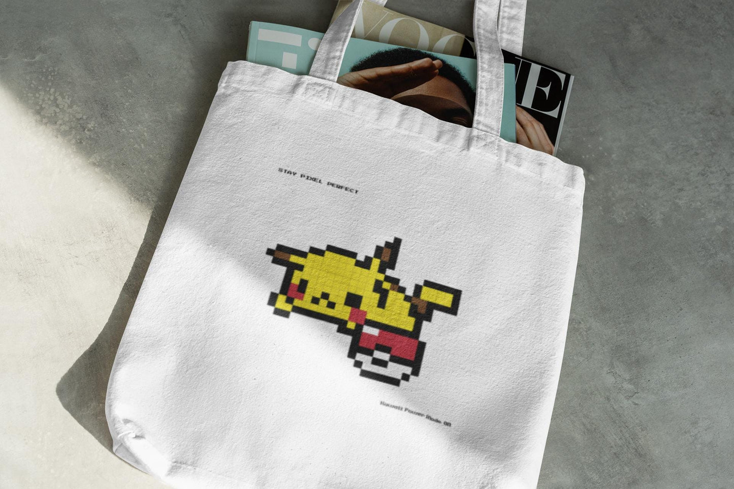 Pixel Art Picachu Canvas Tote Bag | Kawaii Anime Gamer Gift