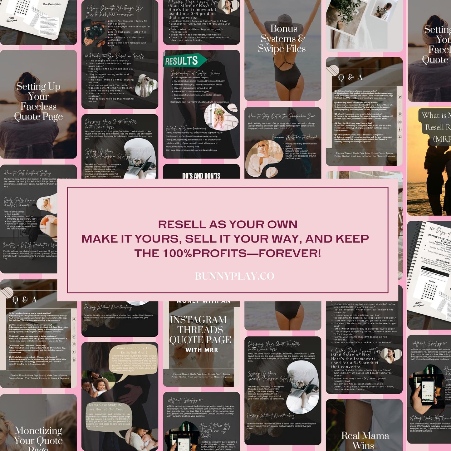 Instagram Thread Quote Page Guide | Passive Income Ebook with PLR MRR | Faceless IG Threads Strategy to Monetize Threads & Reels for Mamas