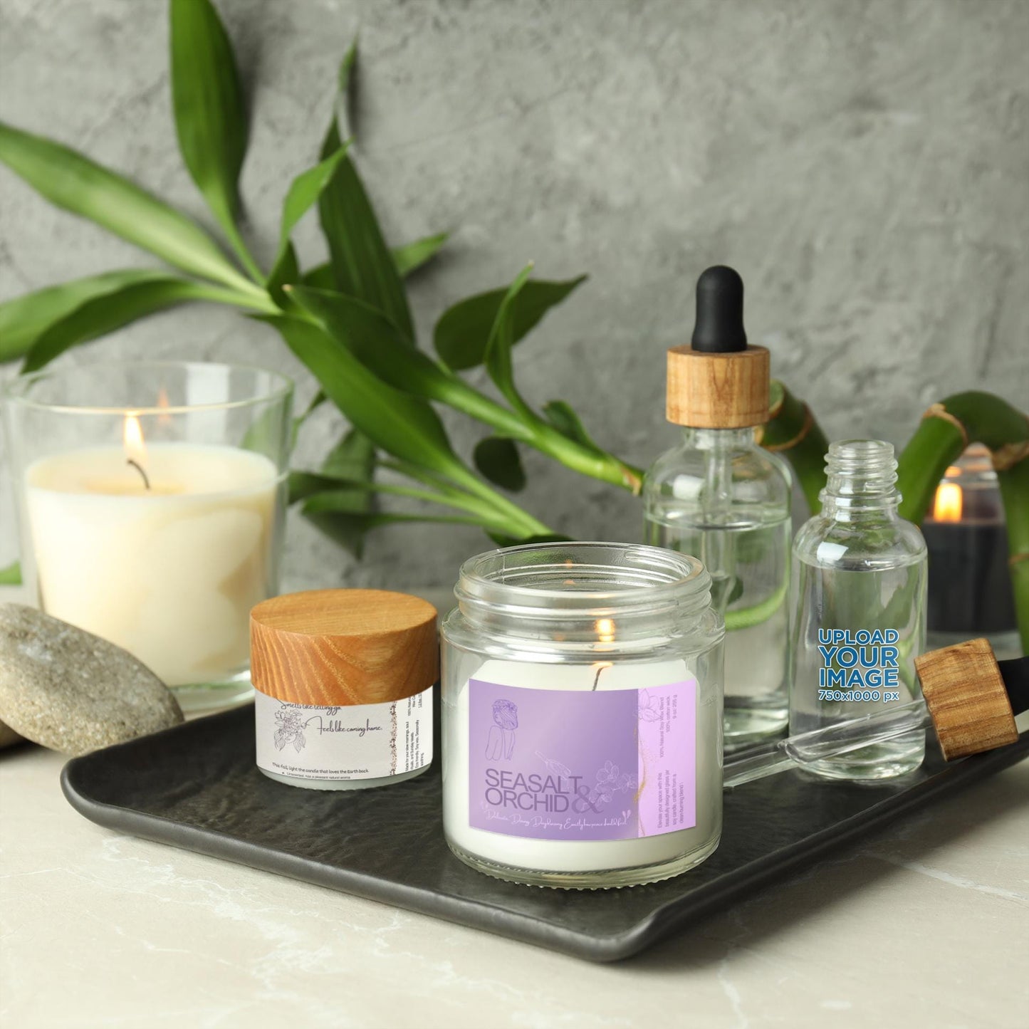 Sea Salt Orchid Soy Candle: Personalized Label, Glass Jar, 9 oz