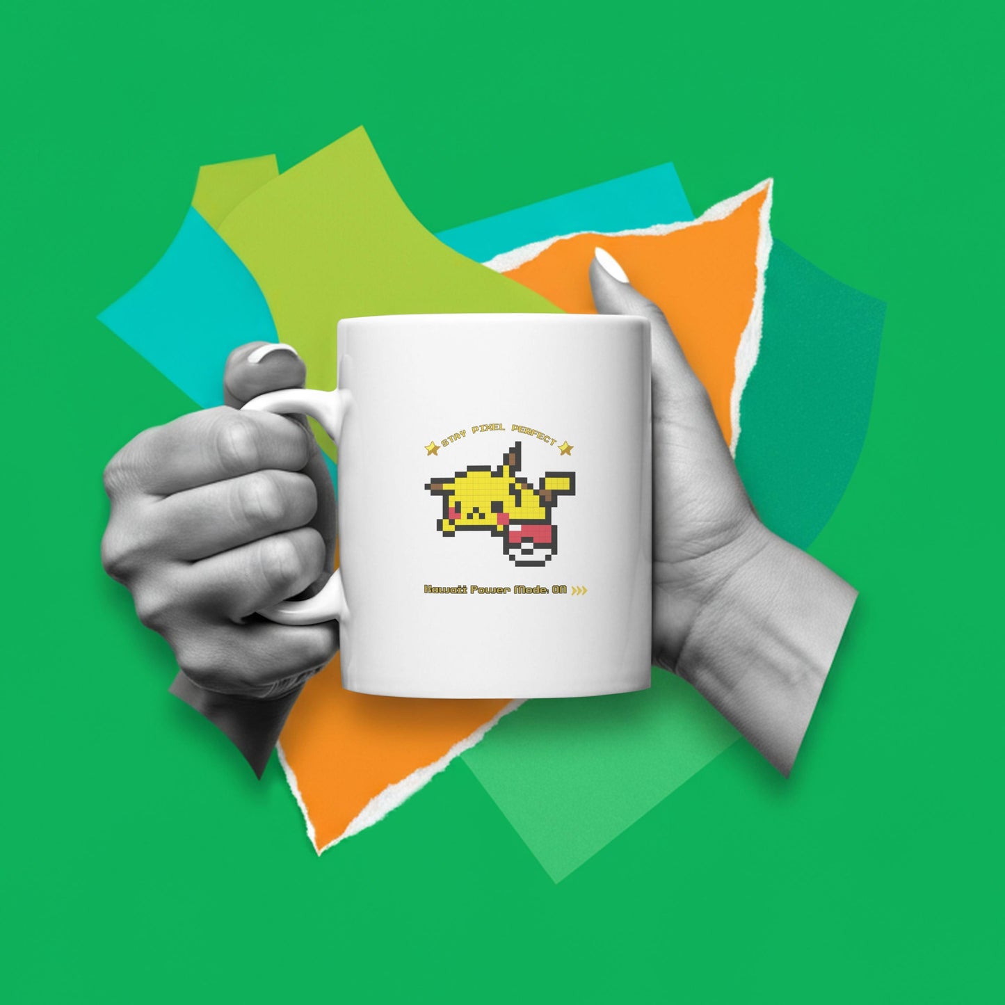 Pixel Pikachu Coffee Mug – Retro 90s Gamer Gift