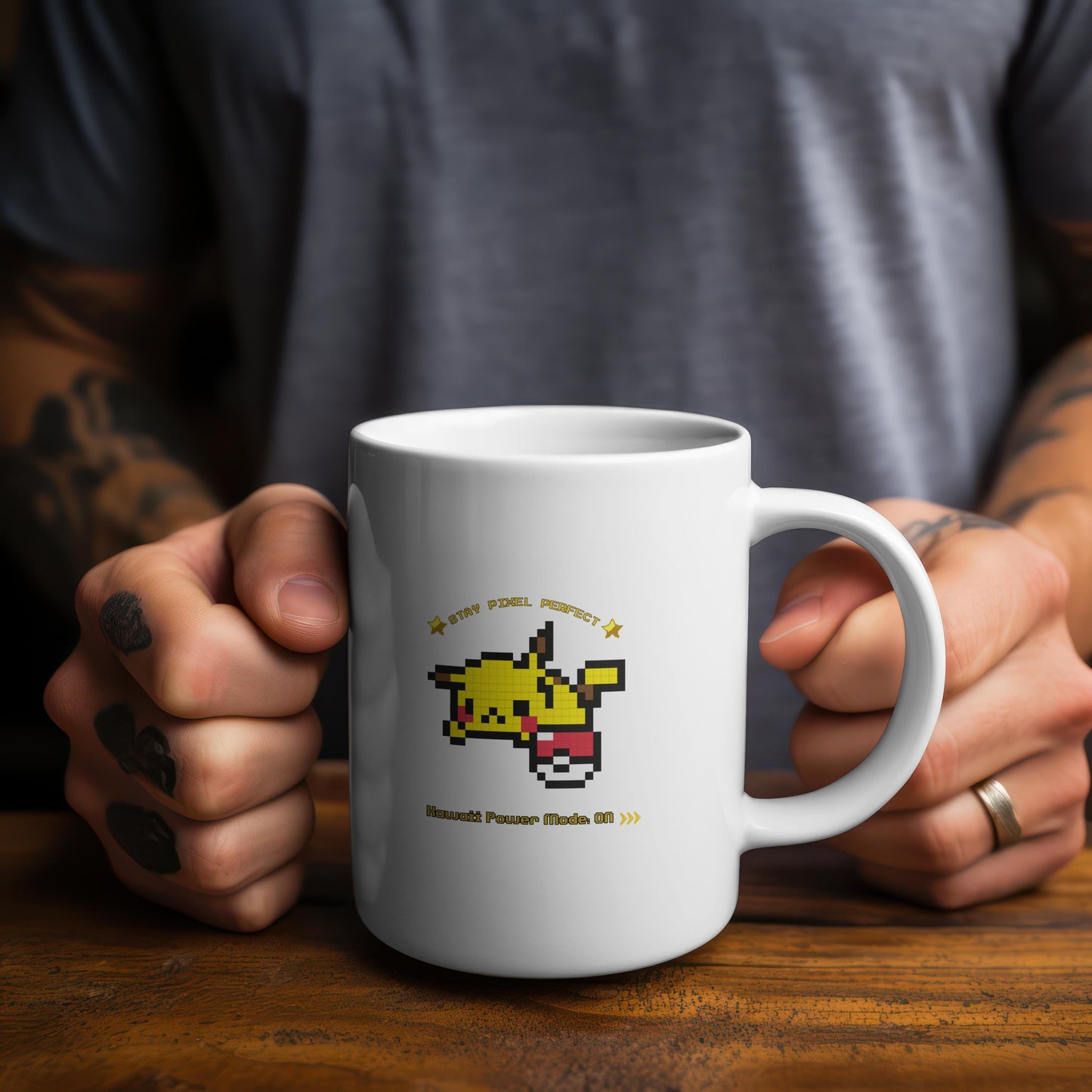 Pixel Pikachu Coffee Mug – Retro 90s Gamer Gift