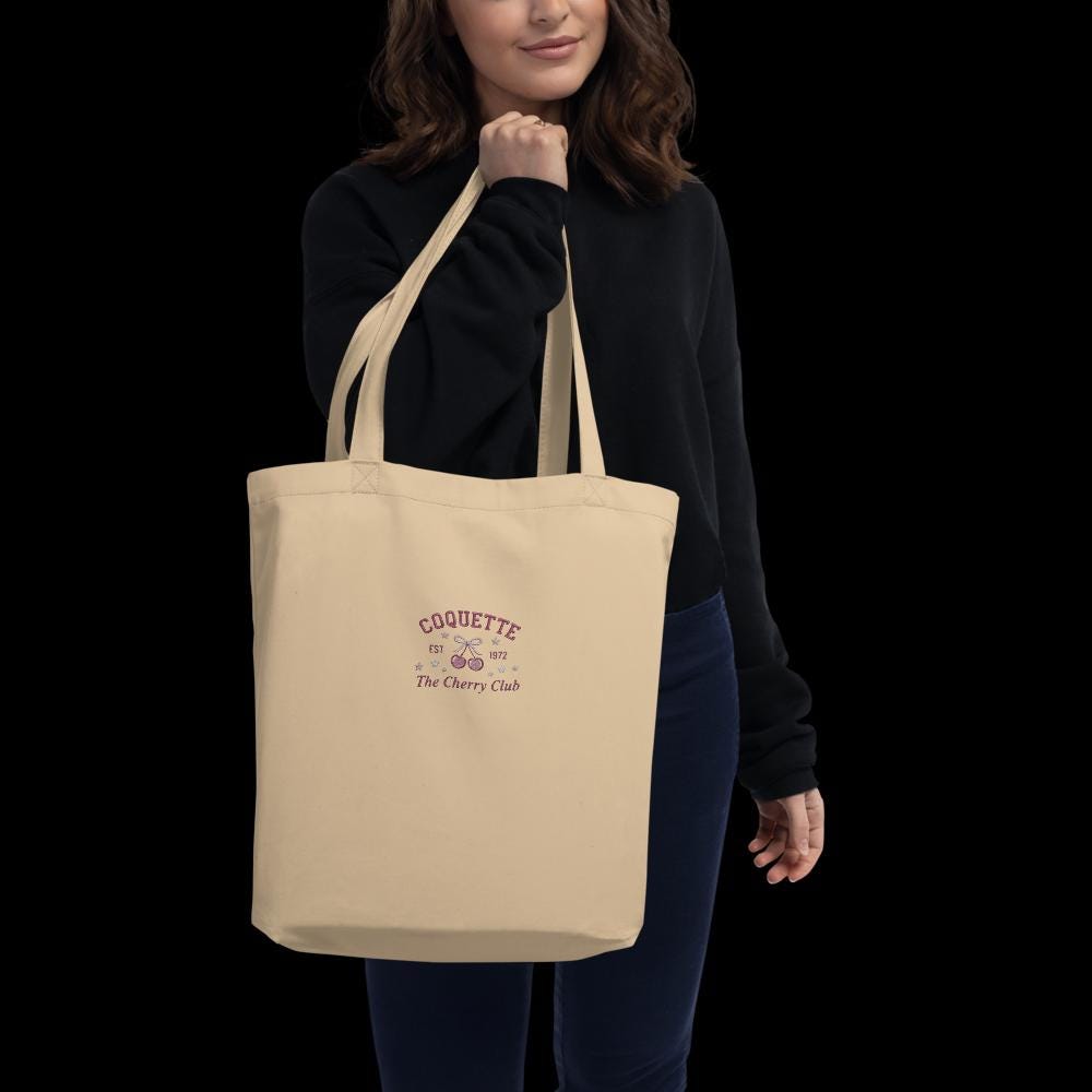 Coquette Cherry Club Organic Cotton Tote Bag