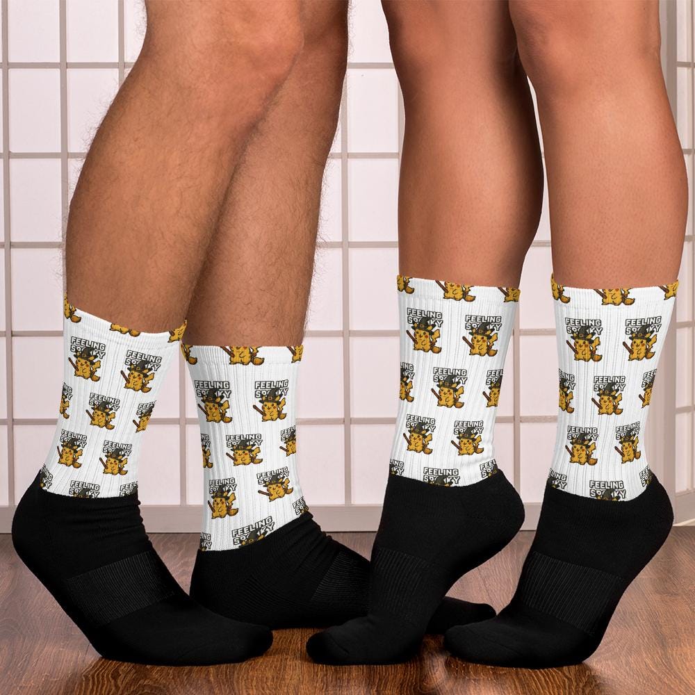 Witchy Gamer Creature Halloween Socks with Retro Pixel Style