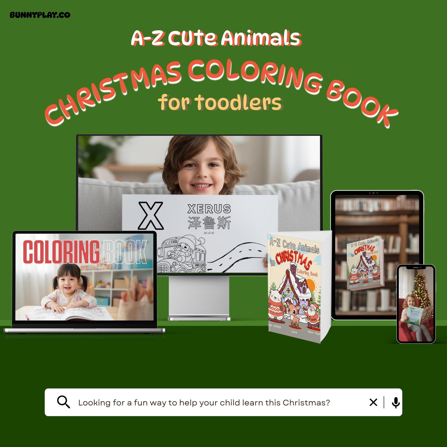 Christmas Coloring Book for Toddlers (Ages 2-5) - Digital Download PLR Rights