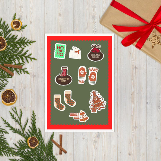 Christmas Knit Sticker Sheet (Holiday Stickers for Journals & Planners)