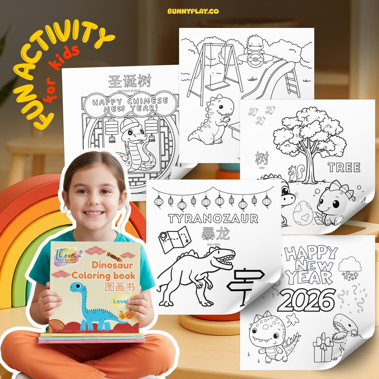 Dinosaur Coloring Book Bundle | 500+ Kids Activities, Worksheets (PLR & MRR Rights)