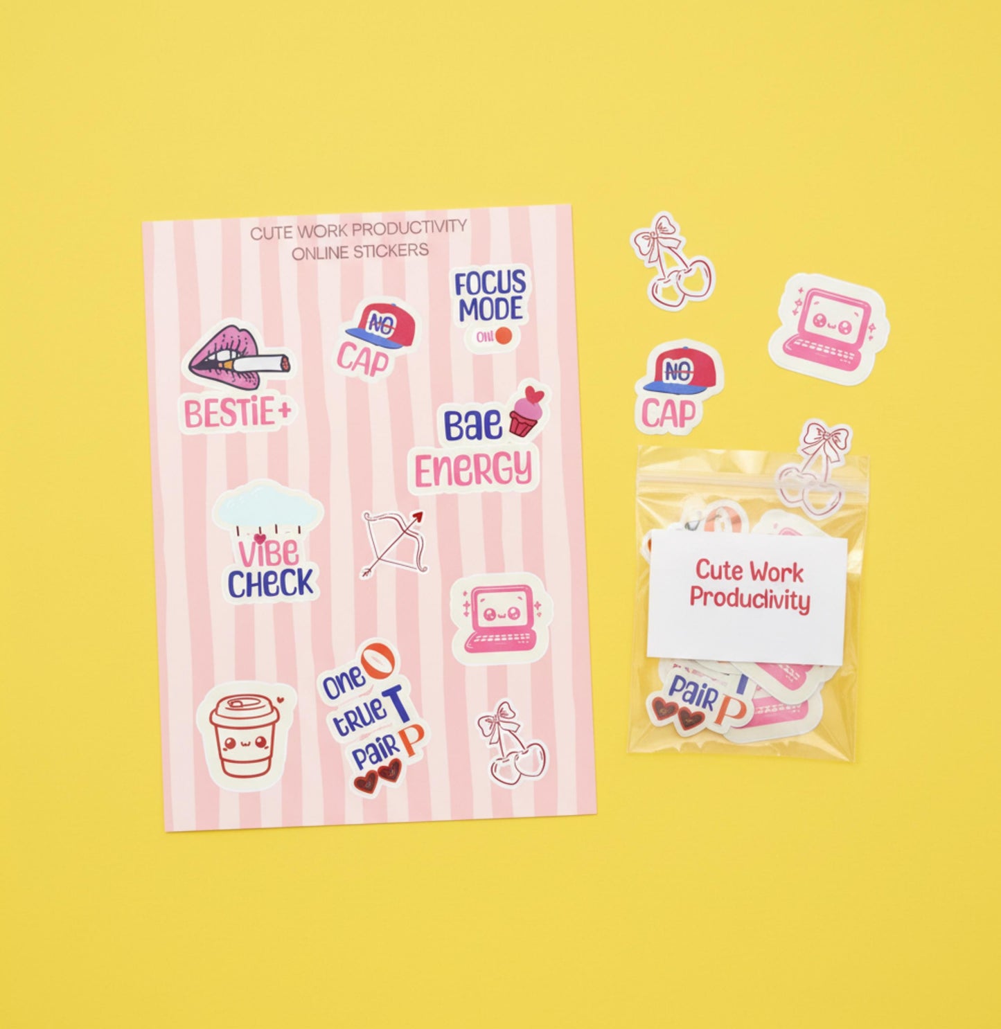 Work Productivity Glossy Stickers | Gen Z Planner, Laptop Decor