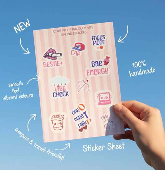 Work Productivity Glossy Stickers | Gen Z Planner, Laptop Decor